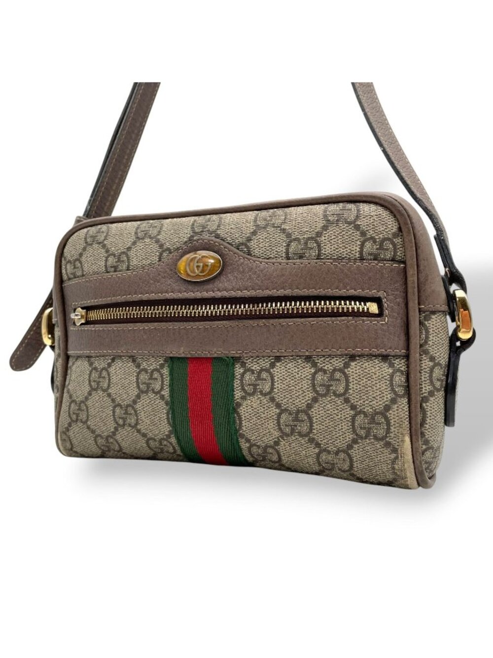 Gucci Ophidia GG Supreme Mini Shoulder Bag Crossbody Pochette Leather Gray